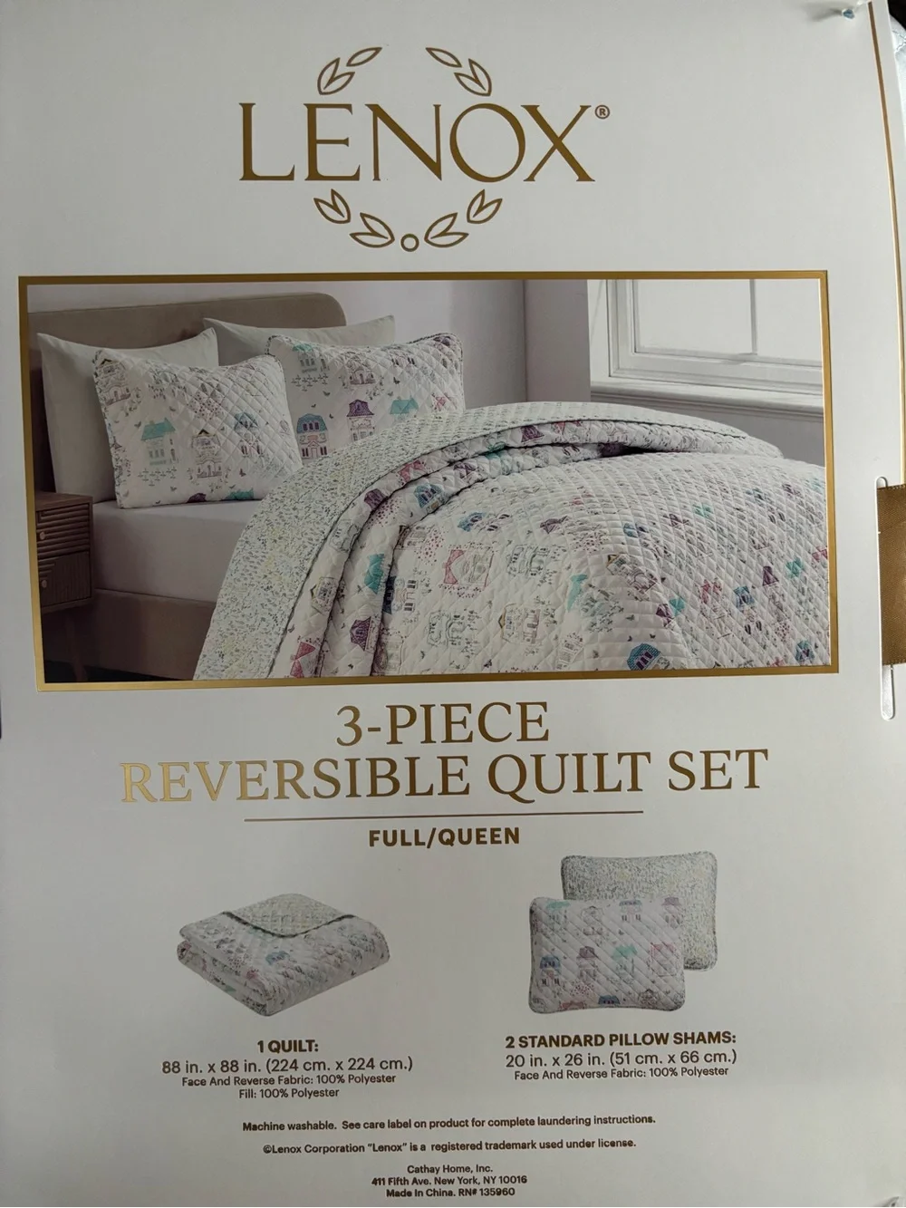 Lenox spice village Reversible Quilt Set - Full/Queen 3pc NWT